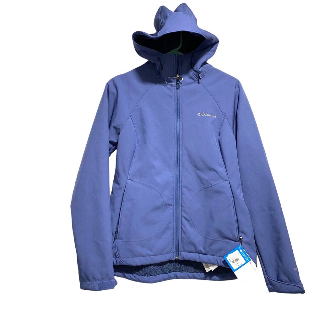 NEW Columbia Full Zip Hooded Omni-Wind Waterproof Breathable Jacket Blue Medium